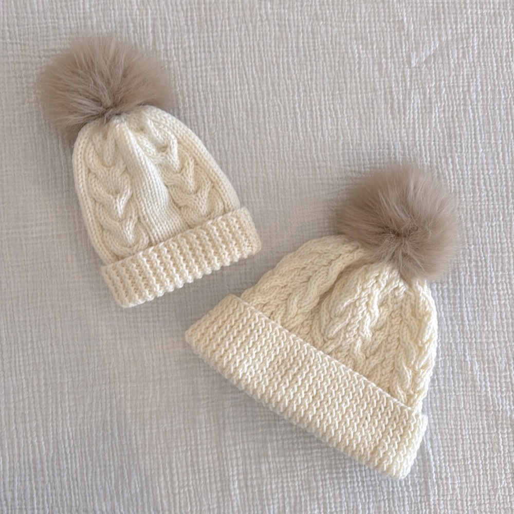 Hand-knit Mama + Me Hat Set